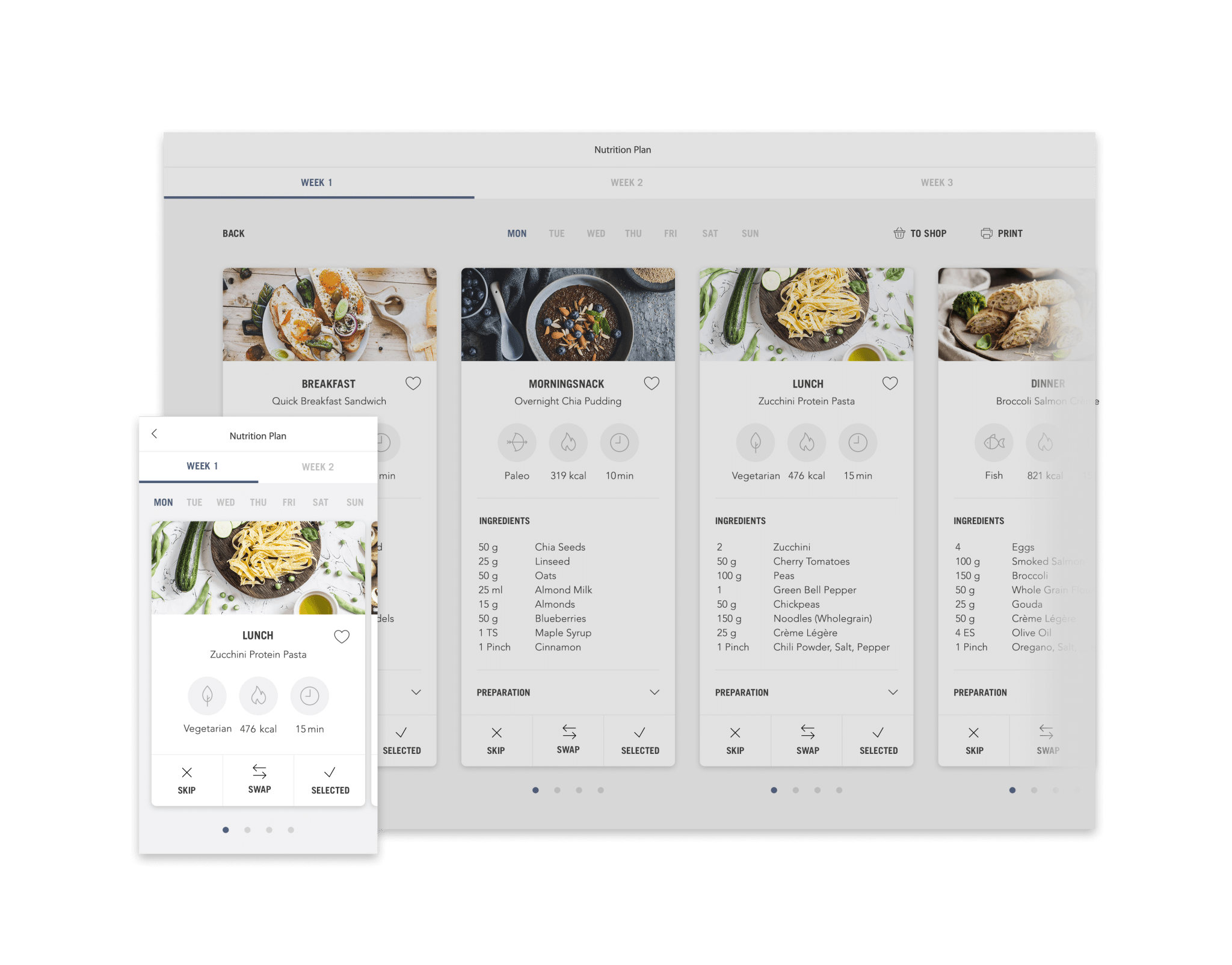 Meal Plan Preview Web + Smartphone Meal Plan Preview Web + Smartphone